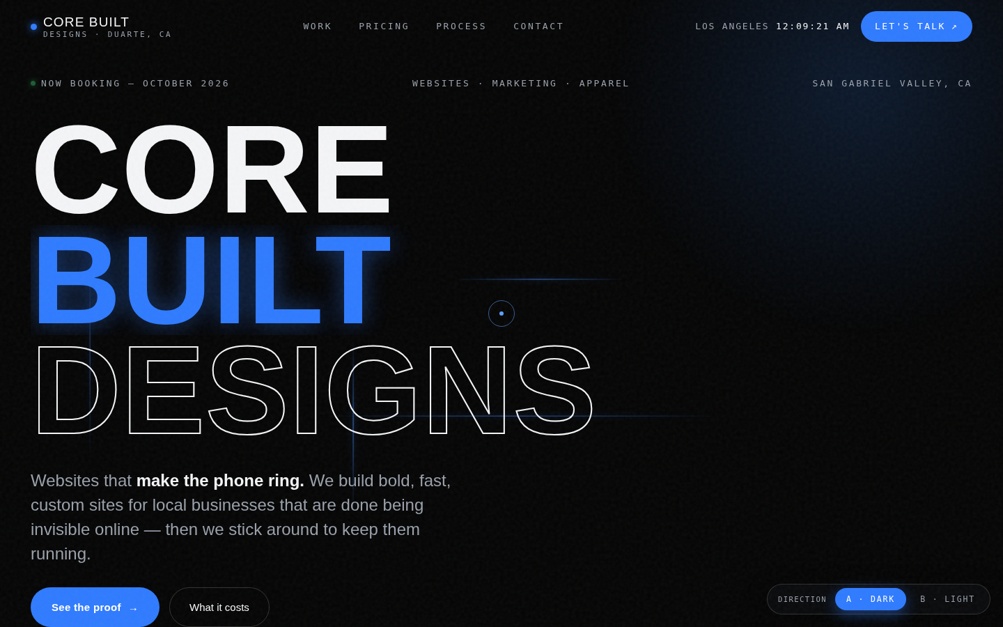 Core Built Designs V1 front page